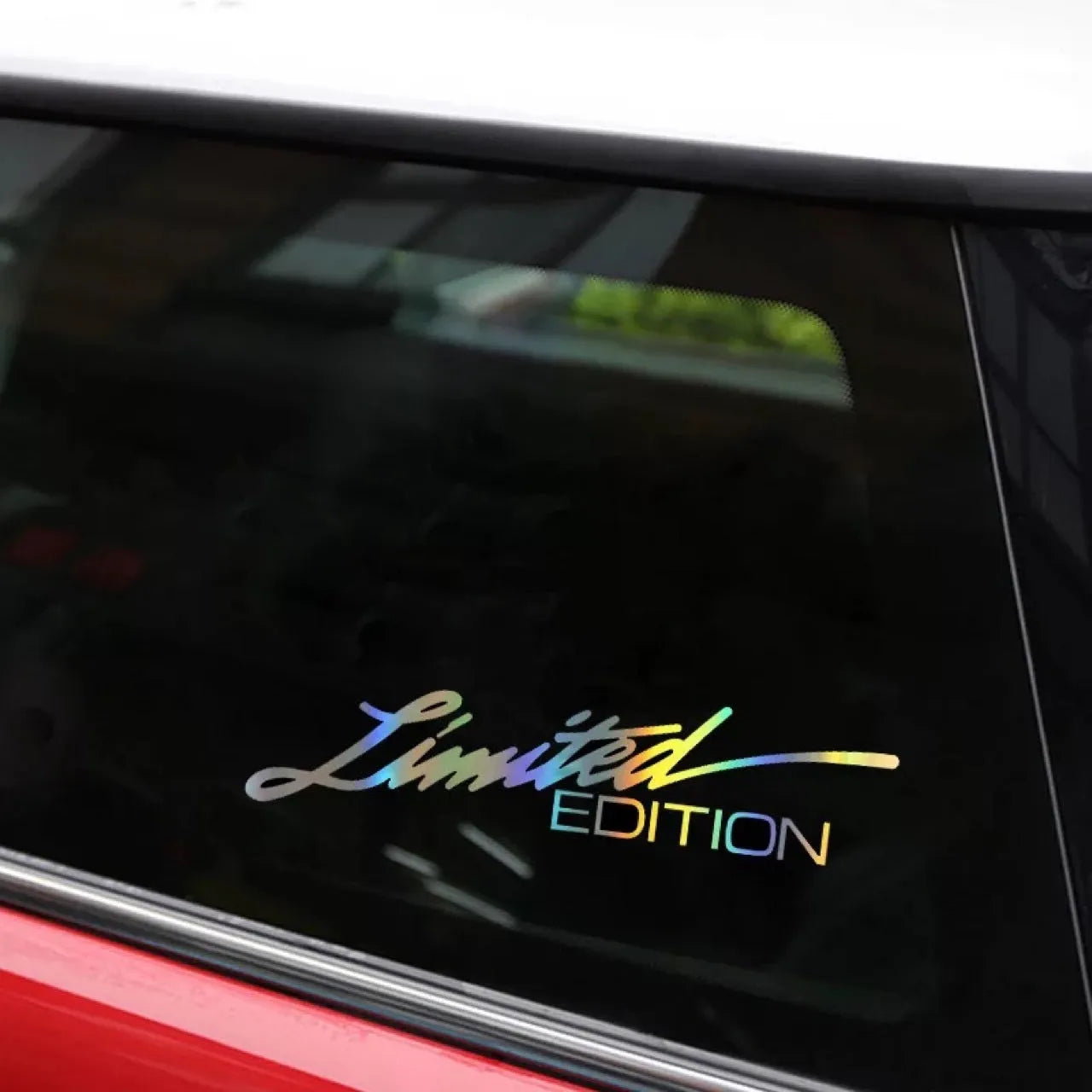Black laser reflective car sticker with custom text on PET material for vehicle customisation