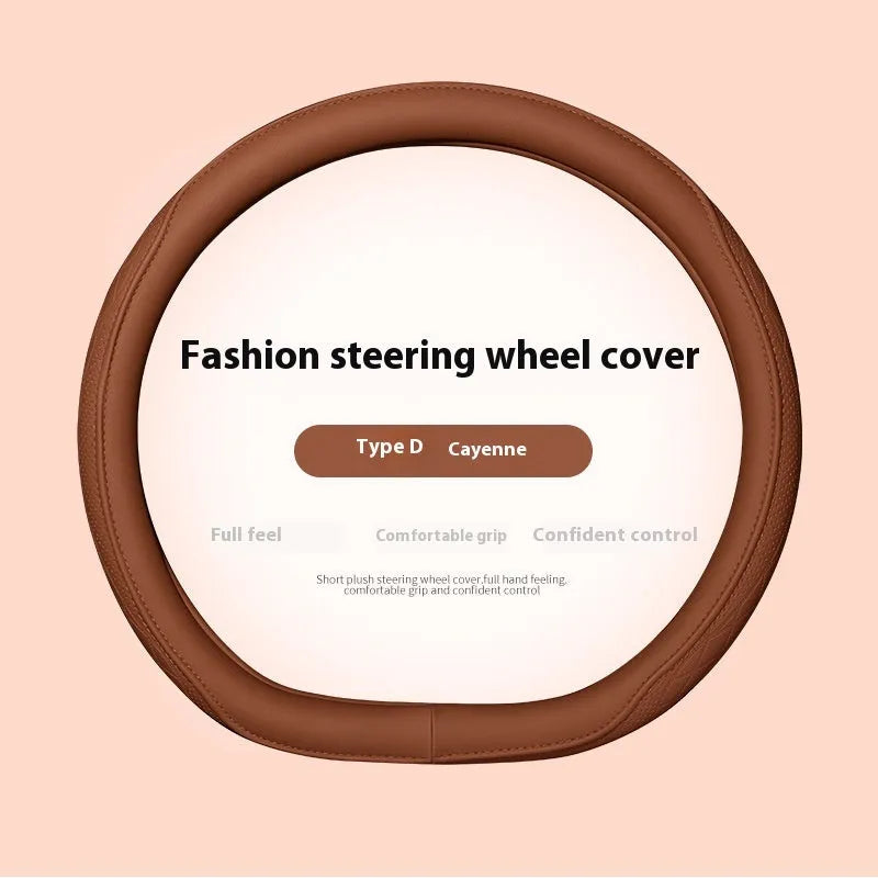 Leather steering wheel cover in navy blue for 38cm car steering wheel