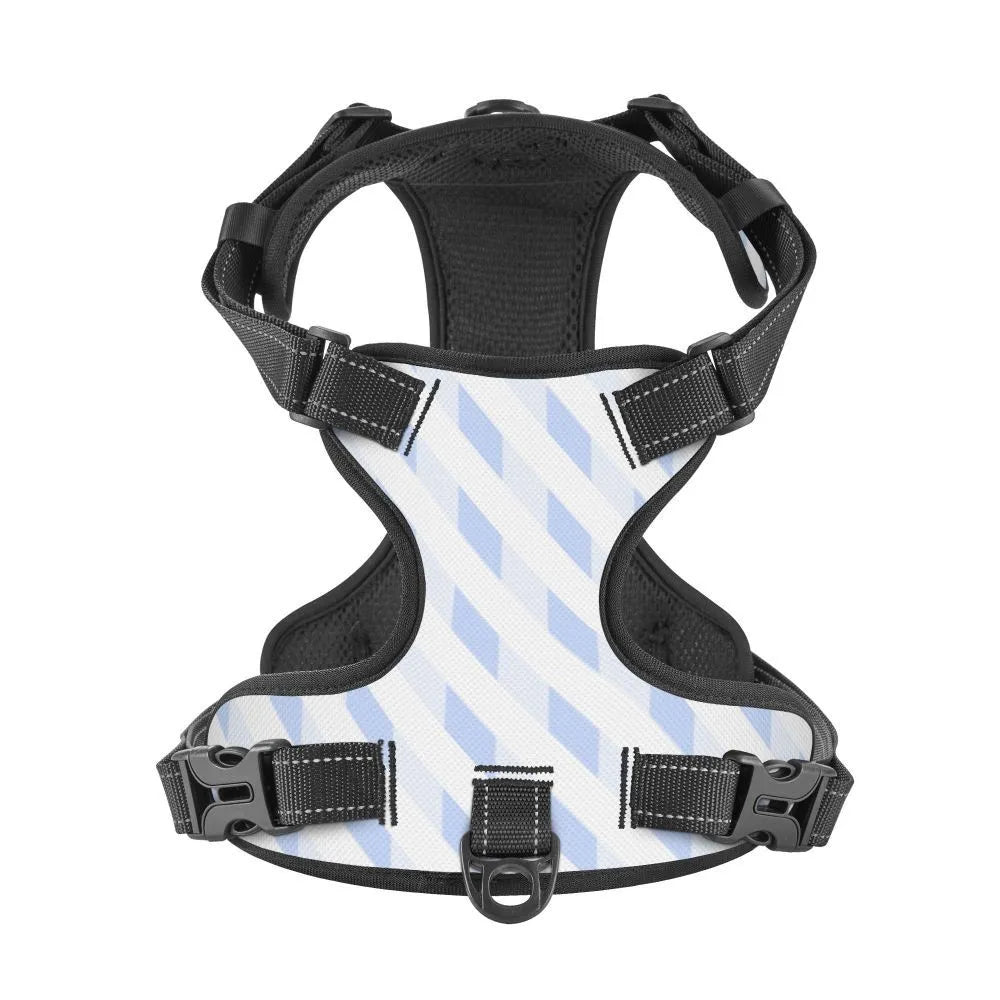 Durable oxford cloth pet leash vest with reflective webbing and DTG print, suitable for outdoor dog walking