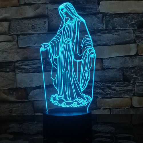 3D LED night light with laser-engraved acrylic panel showing dual ring pattern, ABS base with touch controls