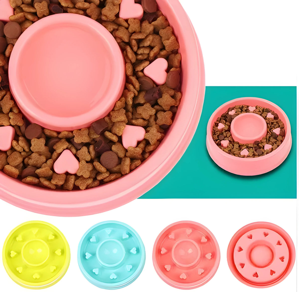 Anti-choke plastic dog bowl 20cm diameter, PP material, slow feeder for dogs, colour option shown