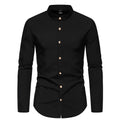 Men's solid colour party shirt with metal buttons, long sleeves, regular fit, in black white wine red