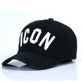 Cotton baseball cap for men and ladies in black with embroidered letters, dome style, all-match design
