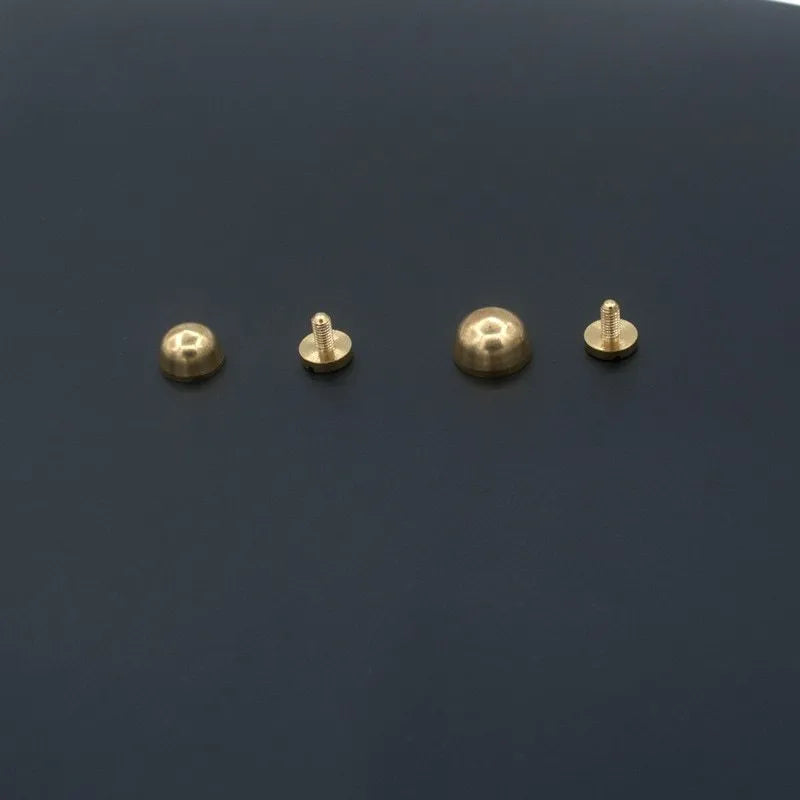 Brass decorative buckle foot nails in geometric and round styles for leathercraft hardware
