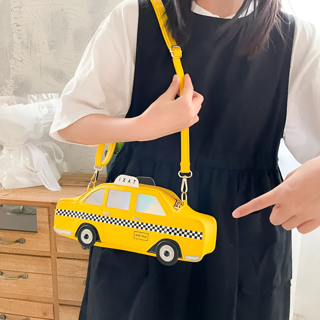 Yellow PU messenger bag with letter print horizontal square shape shoulder bag for women