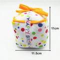 Cute dog birthday cake plush toy set with short plush big cake, small cake, gift box, and bone shapes