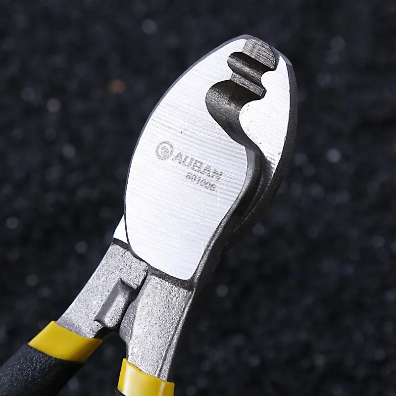 High carbon steel diagonal cable cutter with black PPR handle, 8 inch size shown