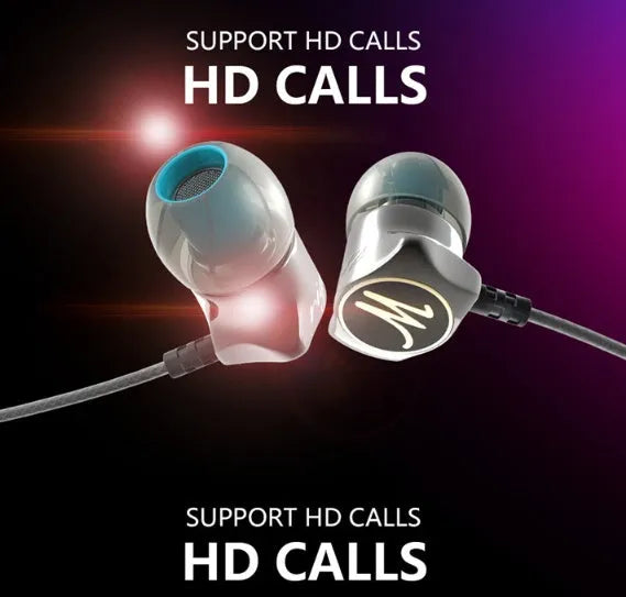 DM7 in-ear headphones in black with silicone earplugs and TPE cable, side view