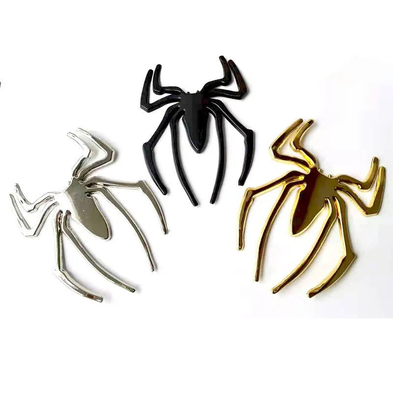 Zinc alloy three-dimensional metal spider bumper sticker in gold colour