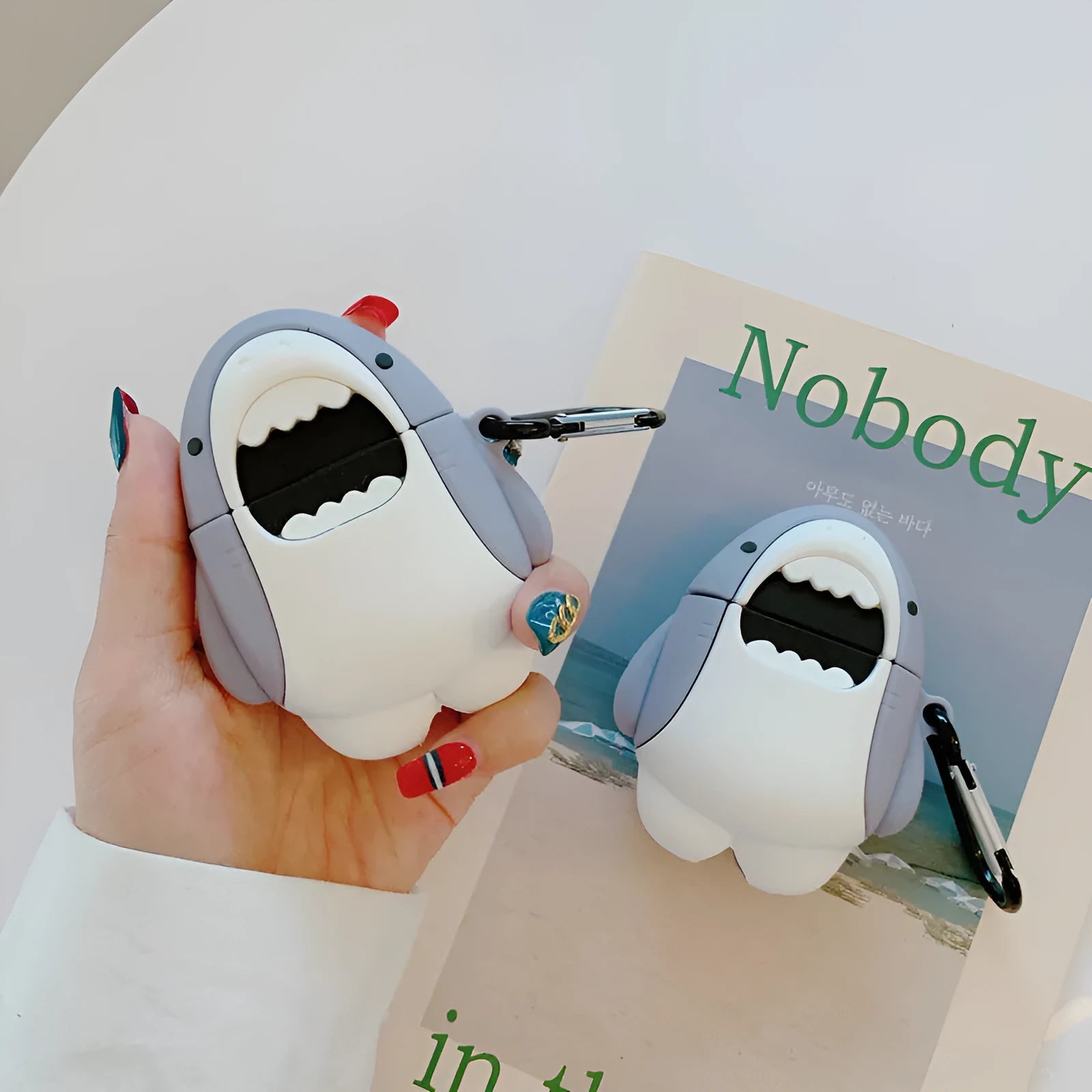 Silicone shark design cover for Apple AirPods 1 and 2 wireless earphones