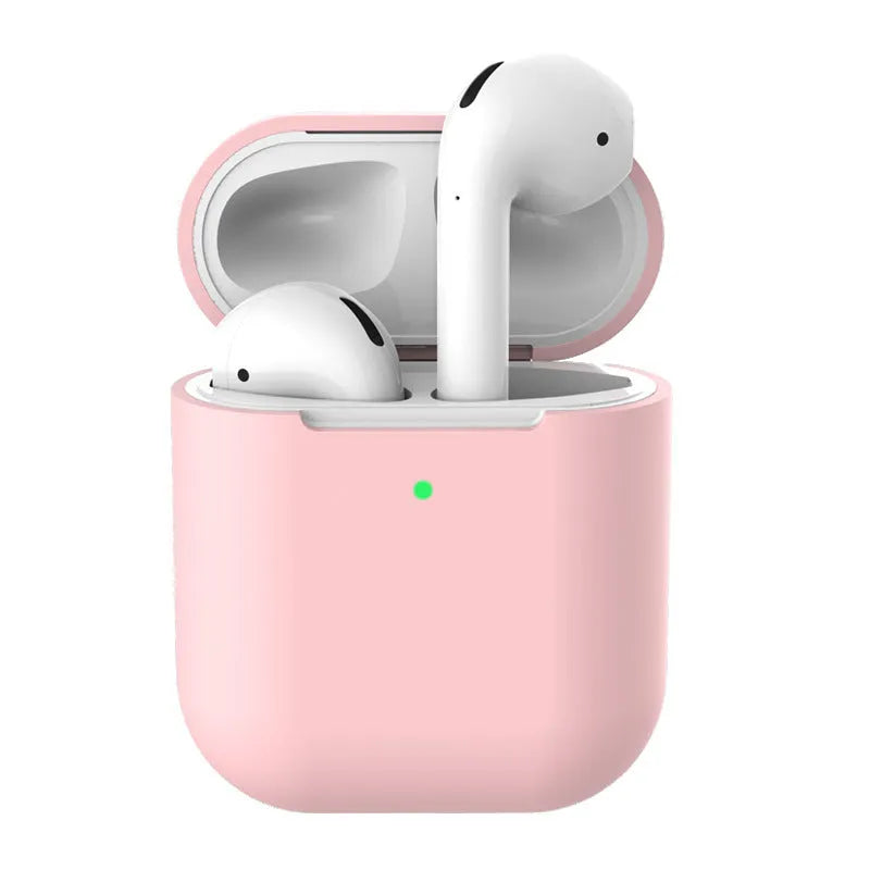 Silicone clamshell protection case for Apple AirPods 2 wireless earphones in multiple colour options.