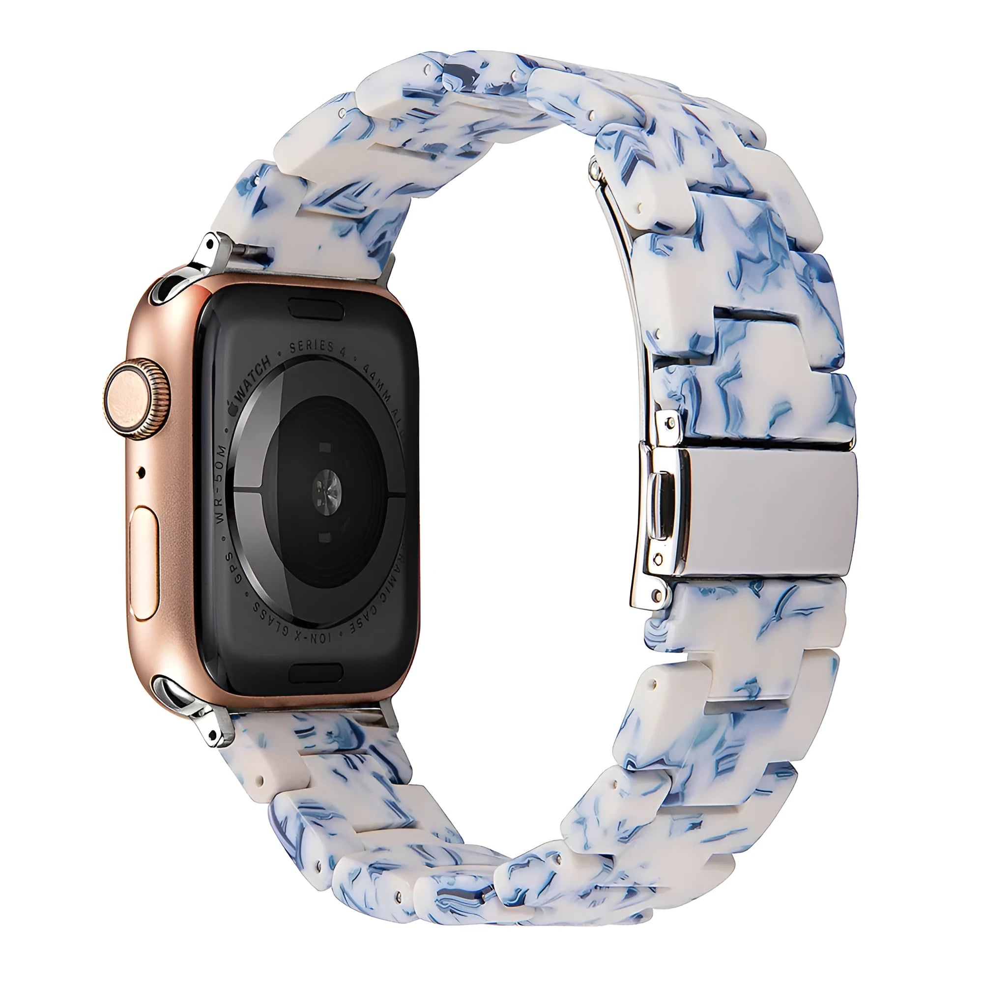 Slim resin watch strap in Army Green for Apple Watch 38-45mm with silver buckle