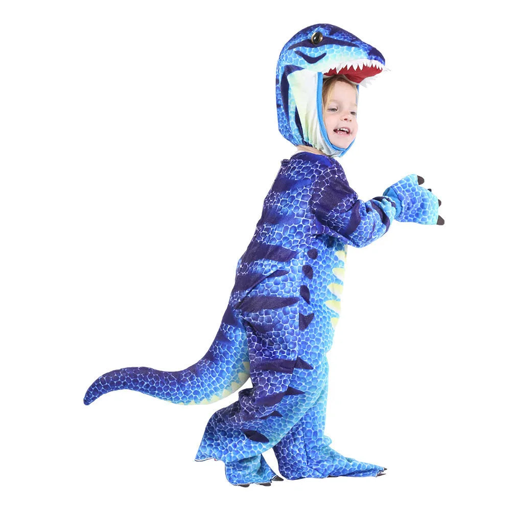 Children's Triceratops dinosaur Halloween costume jumper in polyester fabric, available in multiple colours and sizes