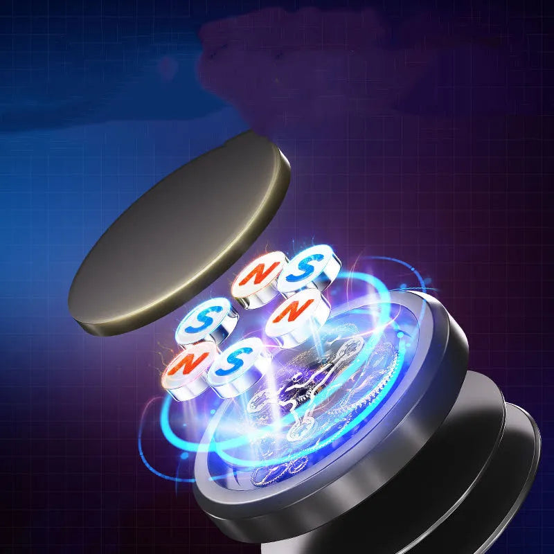 Obsidian black alloy magnetic phone holder with centripetal force design and included magnetic disks