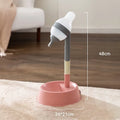 Green adjustable standing water dispenser for pets with a separate bowl and detachable pole