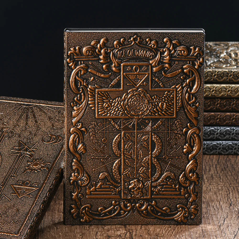 Tarot card retro embossed A5 PU notebook in bronze with 20.8 x 14.2cm 80gsm pages