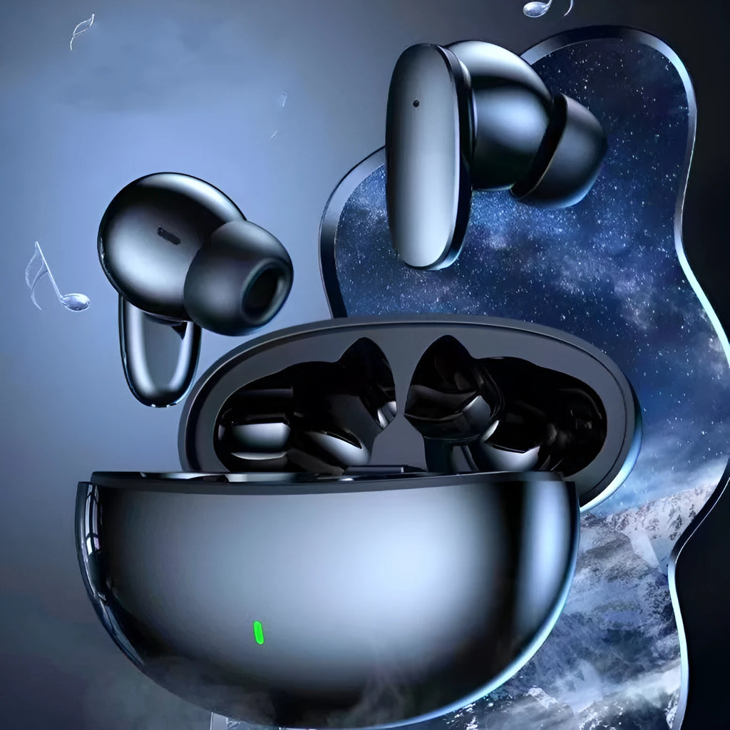Wireless Bluetooth earphones S90 White in-ear noise reduction digital display breathing light waterproof plastic design