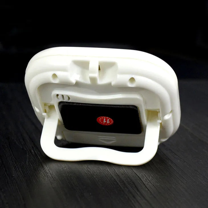 White electronic countdown timer with large digits, magnetic back and retractable stand