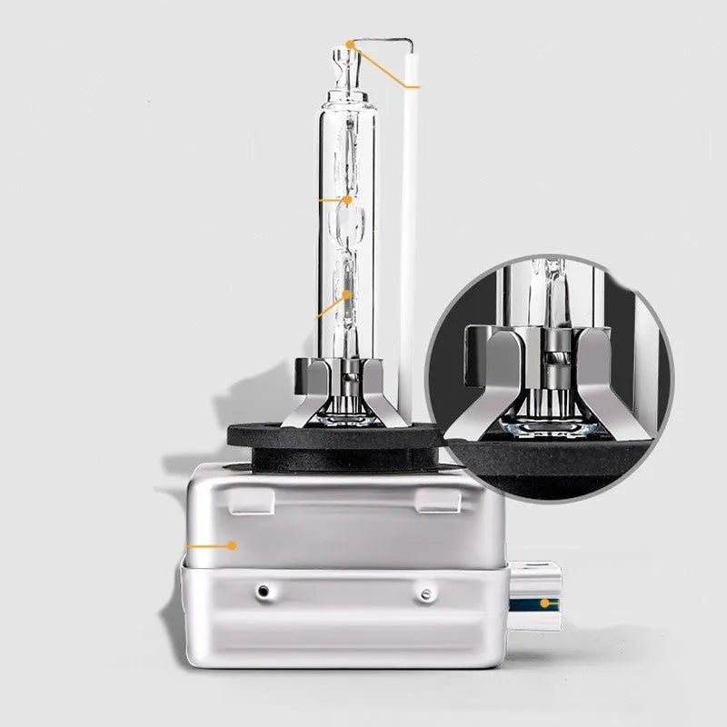 Xenon automotive headlight bulb with aluminium alloy housing and quartz tube lamp