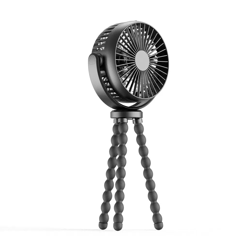 HOMEFISH F2 automatic shake head portable fan with LED light on a detached bracket