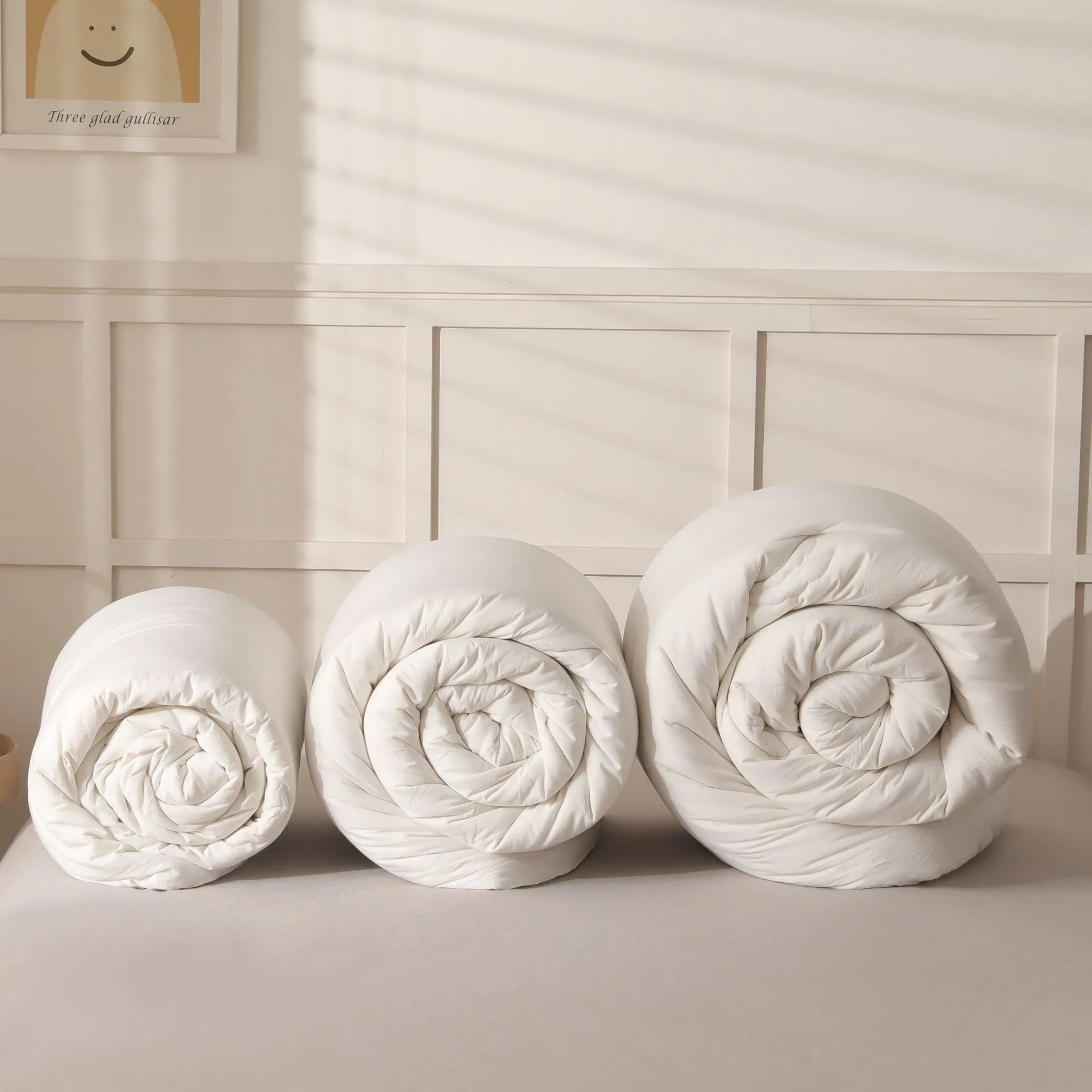 Soybean fibre pure cotton quilt in grey colour on bed
