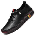 Women's leather handmade beef tendon soft sole shoes round toe middle heel 3-5cm microfiber upper