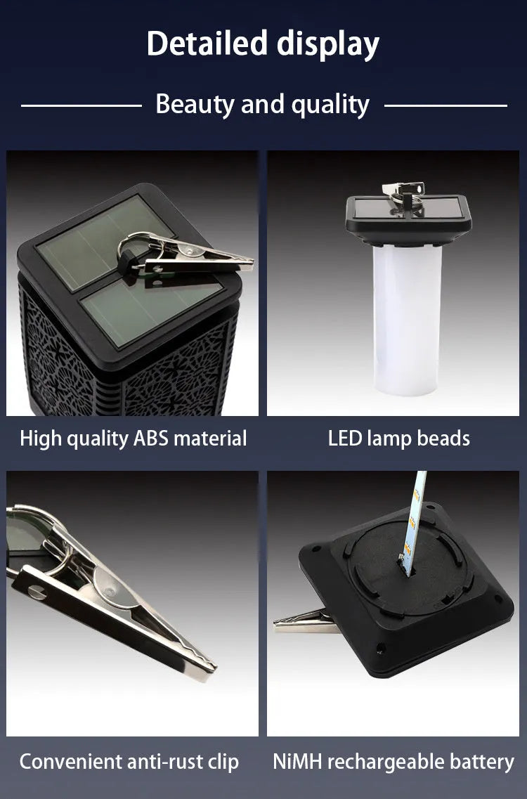 Grey retro-style solar lawn light with flame effect LED, placed in a garden.
