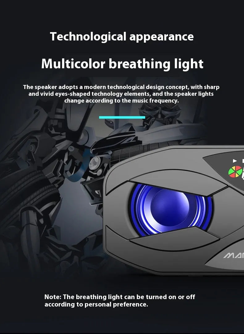 M5 Bluetooth subwoofer speaker with colorful light, plastic body, USB charging, gold colour