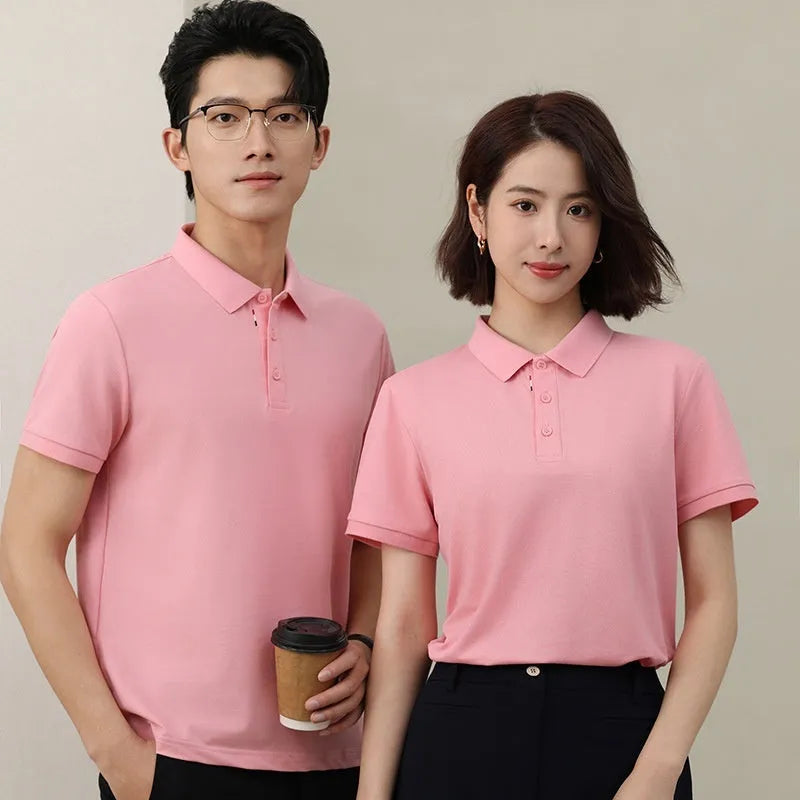 Solid colour catering work polo shirt in cotton blend fabric with short sleeves