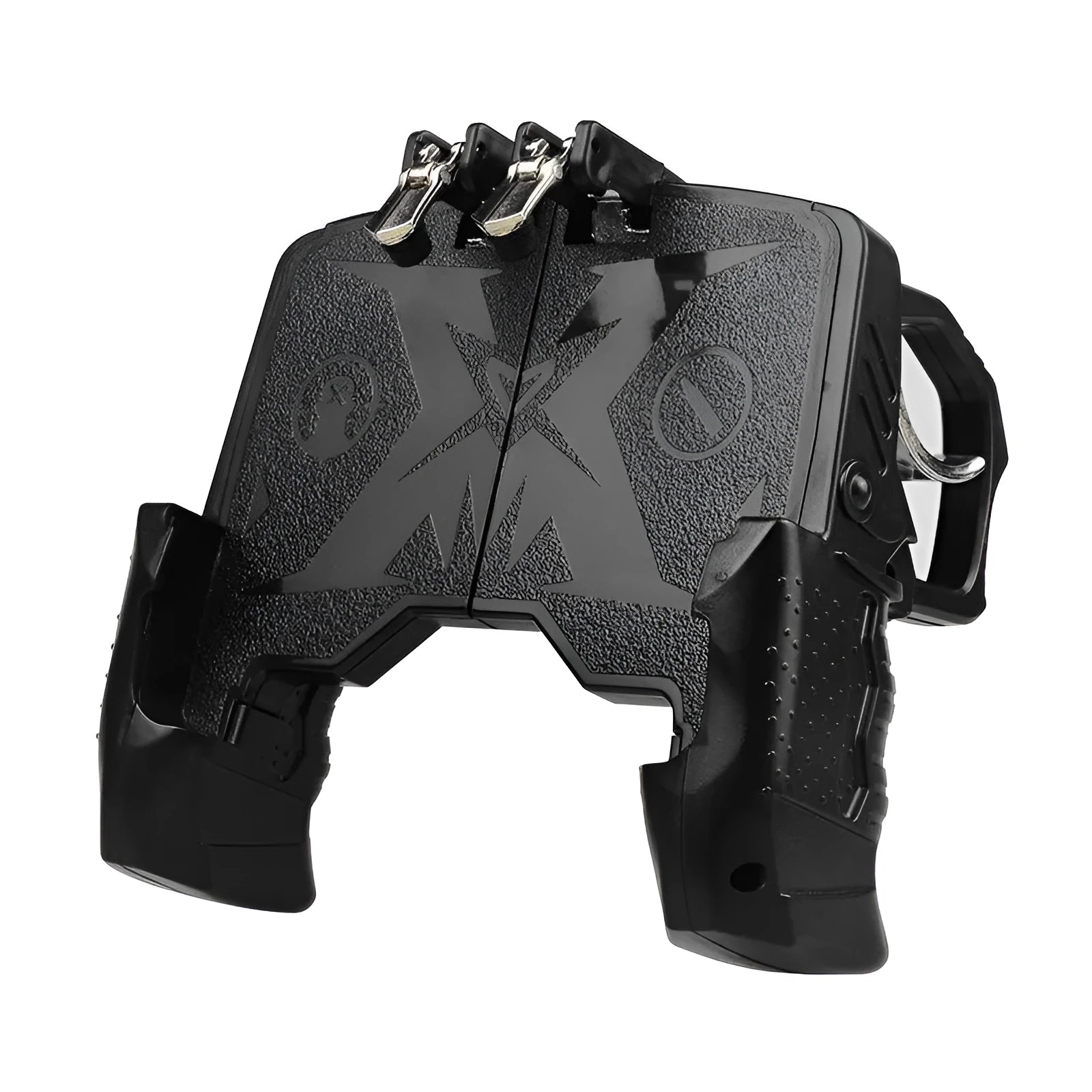 Mobile phone gaming handle with ergonomic grips in black colour