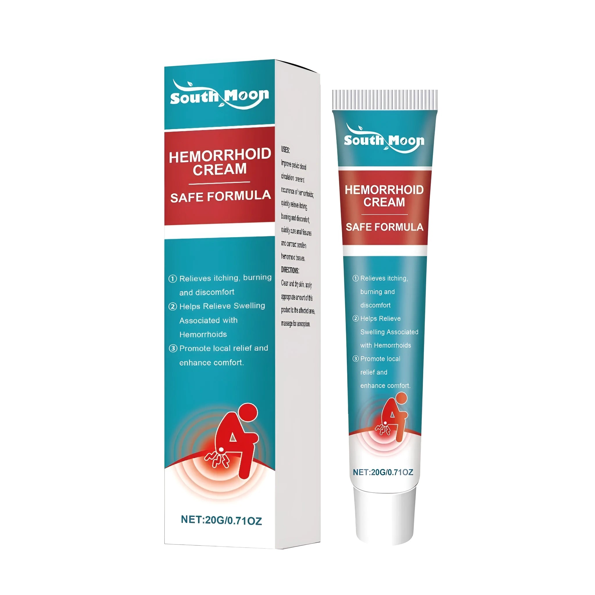 Hemorrhoid cream 20g tube with peppermint and tea tree oil ingredients