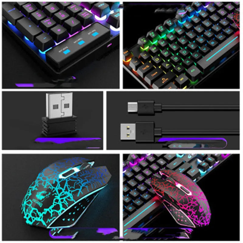 T3 wireless charging keyboard and mouse set with backlit keys and optical mouse