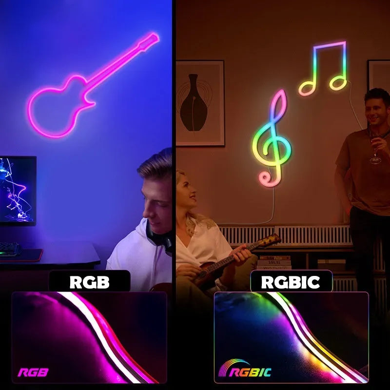 Colorful neon LED light bar strip with silicone housing, 72 LED beads, music sync remote control