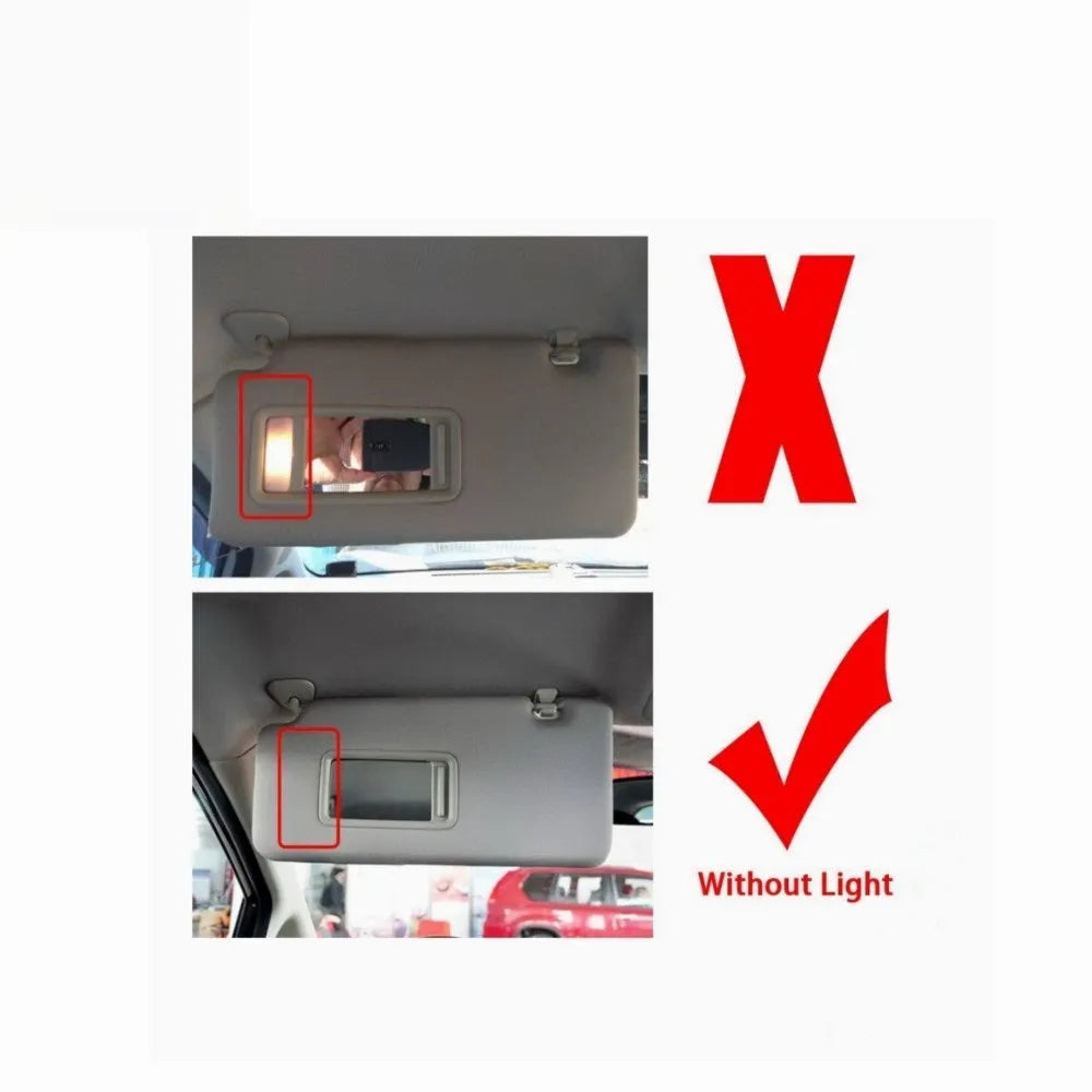Beige Nissan Lida sun visor set with cosmetic mirror for 2005-2012 models
