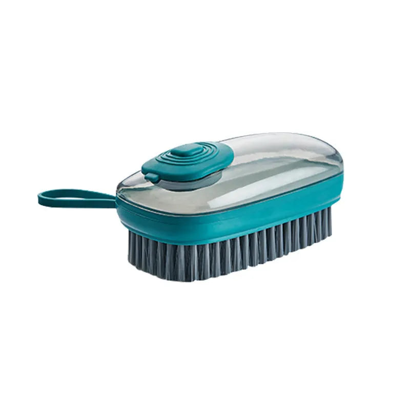 Blue automatic liquid cleaning brush with ergonomic grip for shoes and household laundry