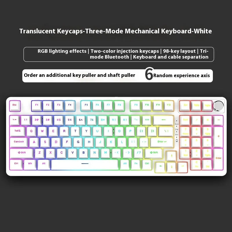 98 key wireless Bluetooth mechanical keyboard kit with optional display screen and metal knob
