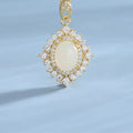 925 silver necklace with single white jade pendant on chain electroplated finish