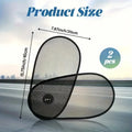 Black breathable car window shades with suction cups stretched across vehicle side window