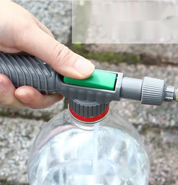 Bottle watering sprayer nozzle with tube for converting beverage bottles to garden watering cans