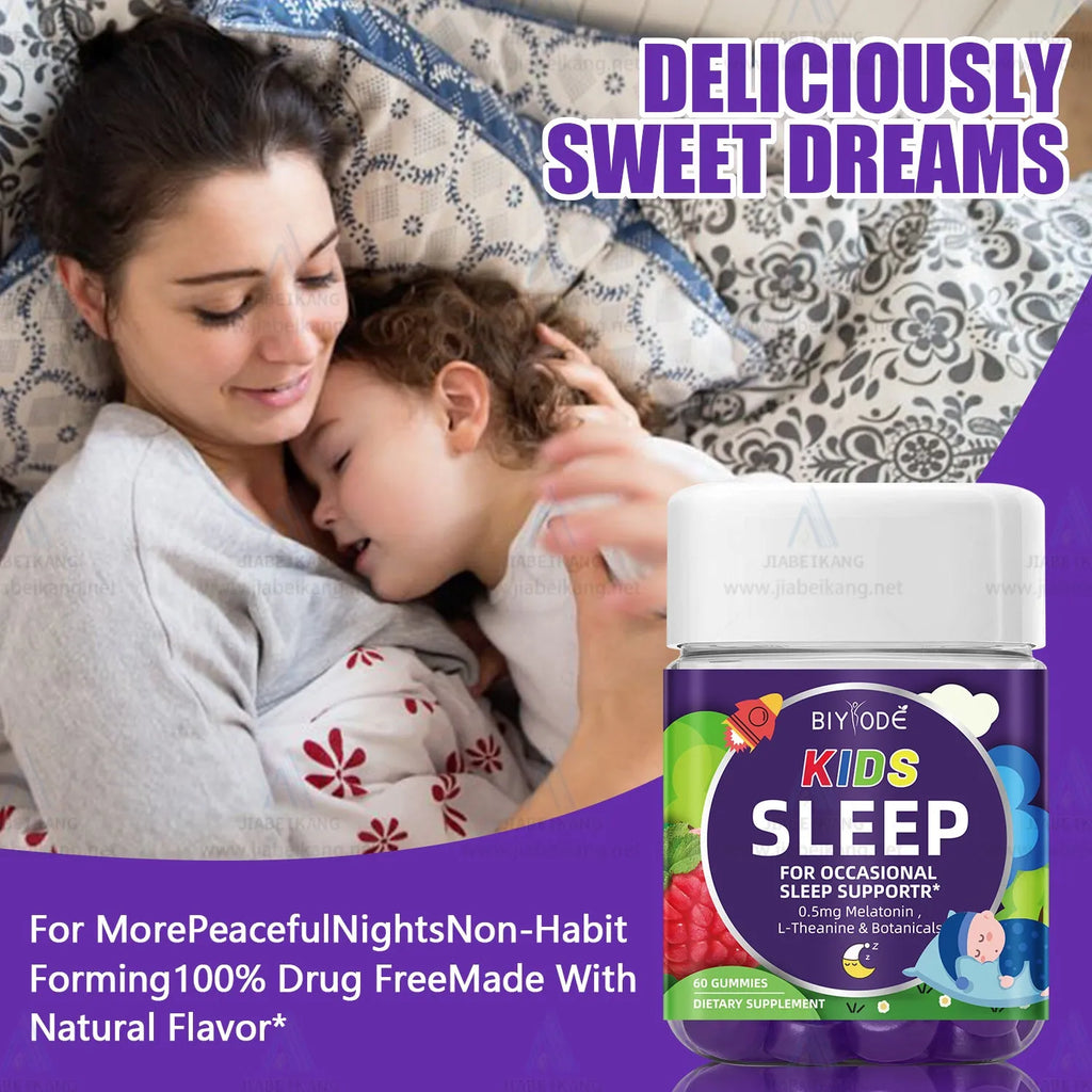 Kids Multivitamin Supplement Gummies for Sleep Support with Melatonin L-Theanine Botanicals 60 Gummies per Bottle 2 Gummies per Day Custom OEM ODM Wholesale Children Teenagers