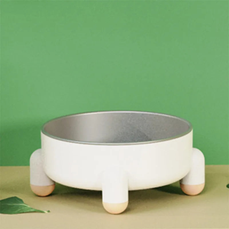 Green stainless steel pet bowl with anti-slip base and high foot for dogs and cats