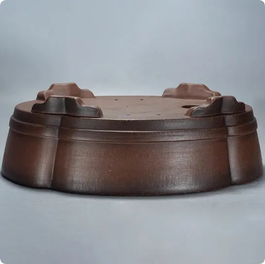 Classical simple purple clay bonsai flower pot for tabletop or floor.