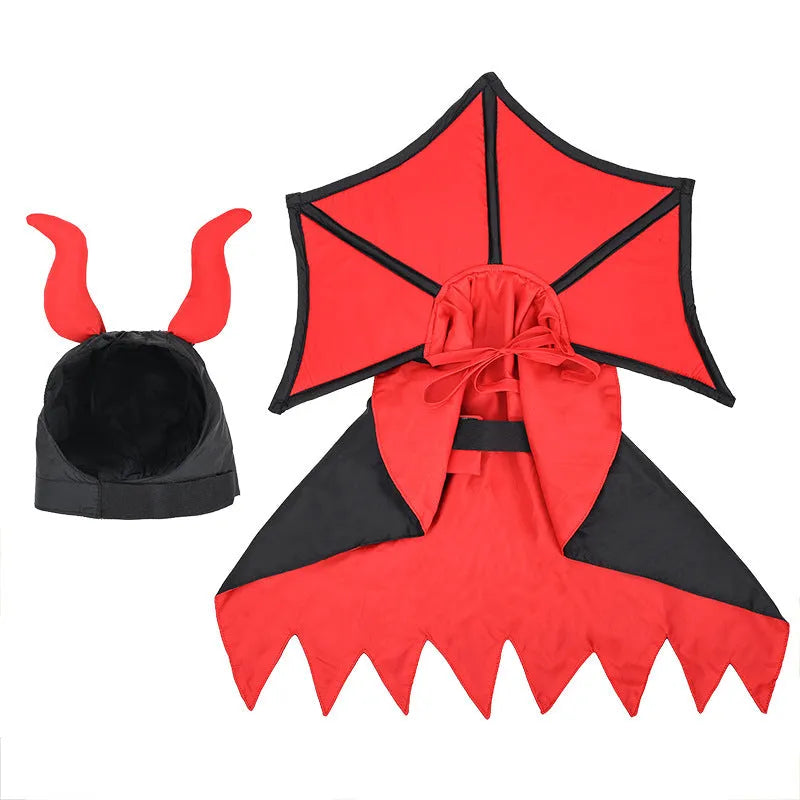 Black vampire cloak and hat Halloween costume for pet dog or cat
