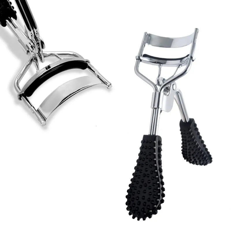 Carbon steel bitstock eyelash curler with chrome finish and plastic handle