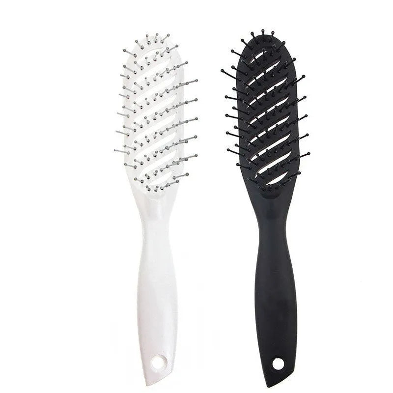 Anti-static vent hairbrush comb in black, measuring 240x55mm with hollow design and SBS nylon bristles