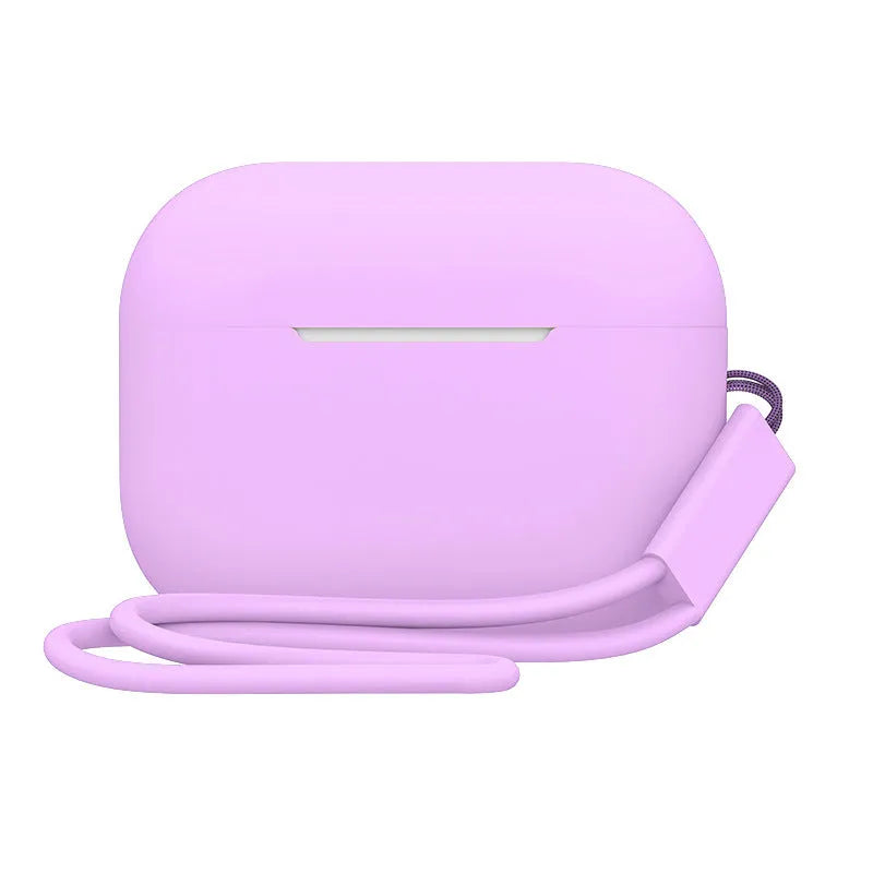 AirPods Pro 2 silicone protective case with lanyard in various solid colours showing precise fit and dimensions