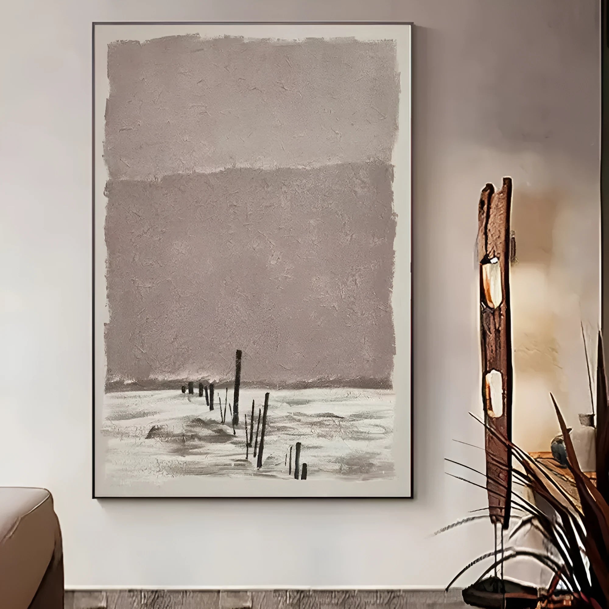 Handmade modern abstract oil painting on canvas, rolled frameless, with visible paint texture