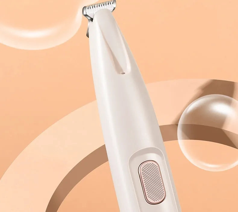 White waterproof dog paw trimmer with LED light and LED display, 18mm widened stainless steel blade, cordless rechargeable pet hair clipper