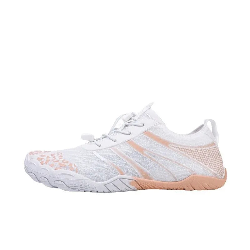 Men's and women's casual lycra beach running shoes in beige, black, blue, grey, and white pink colours