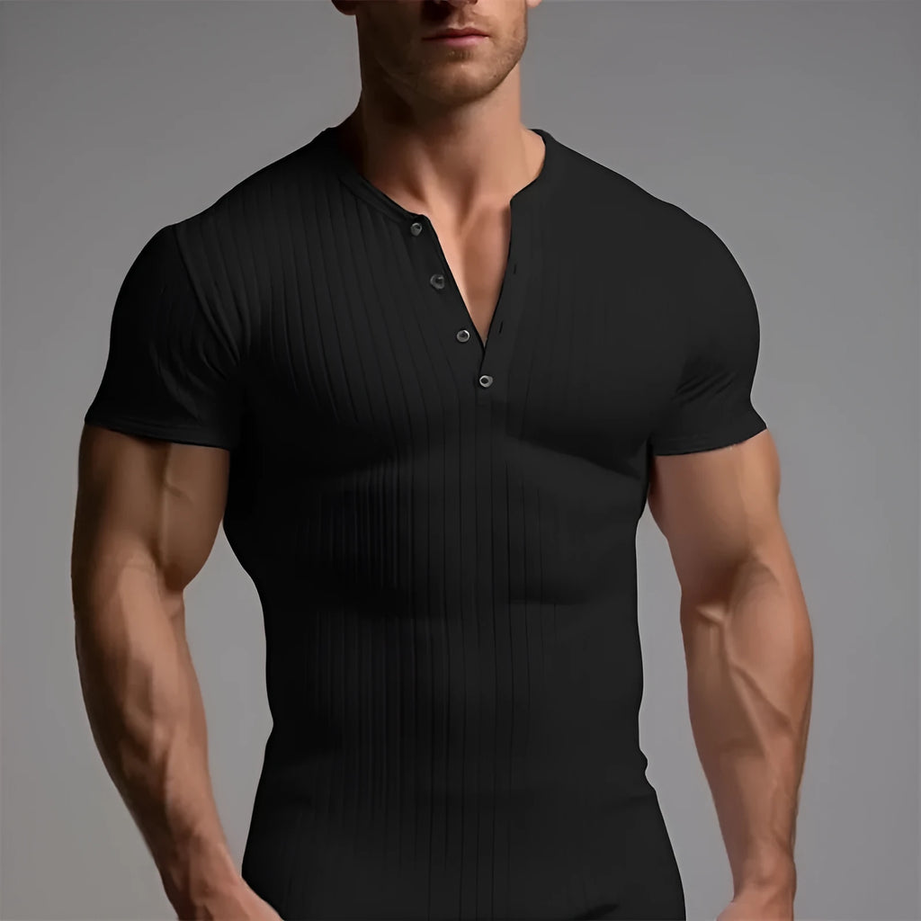 Men's slim-fit sports t-shirt in polyester, shown in army green colour.